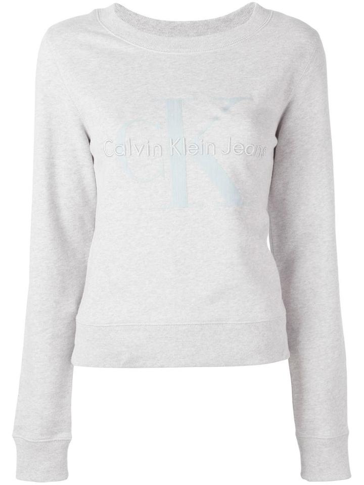 Calvin Klein Jeans Logo Embroidered Sweatshirt, Women's, Size: Small, Grey, Cotton