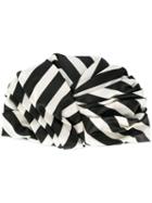 Maison Michel Striped Wrapped Hat - Black