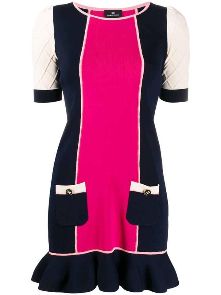 Elisabetta Franchi Colour Blocked Short Dress - Blue