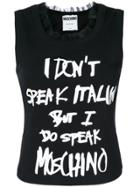 Moschino I Don't Speak Italian But I Do Speak Moschino Top - Black