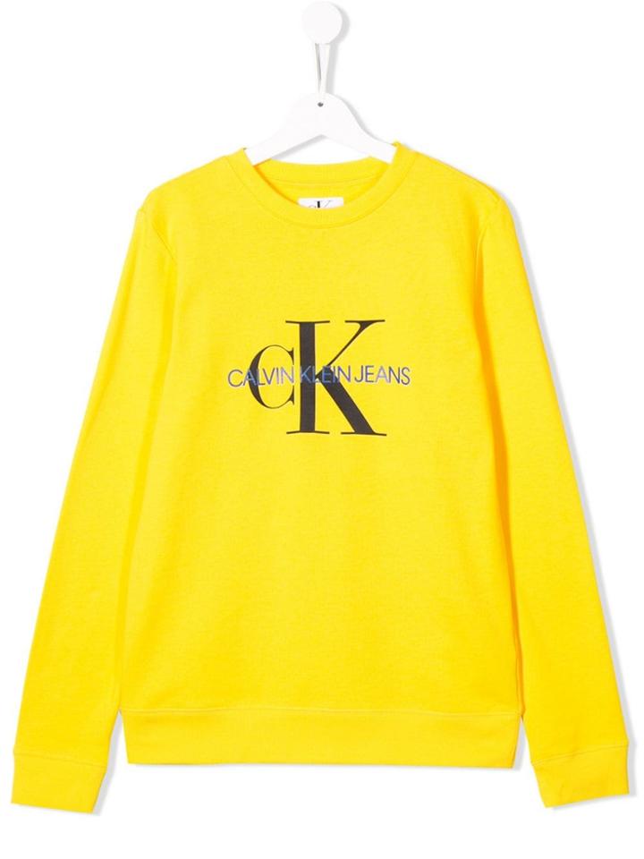 Calvin Klein Kids Logo Print Sweatshirt - Yellow