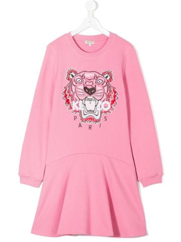 Kenzo Kids Signature Logo Patch Dress - Pink