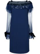 Alberta Ferretti - Lace Insert Shift Dress - Women - Acetate/viscose - 40, Black, Acetate/viscose