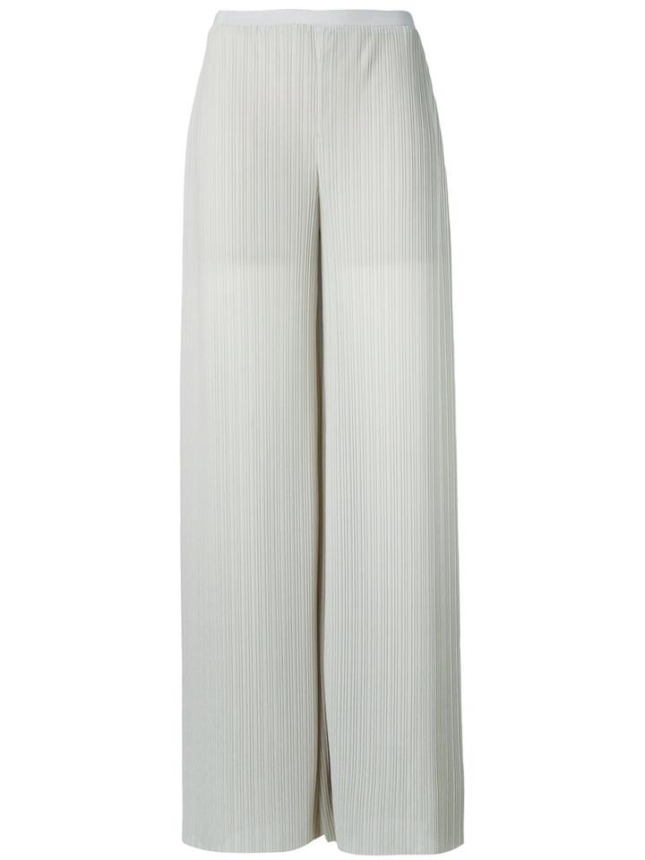Emporio Armani - Pleated Palazzo Pants - Women - Polyester/spandex/elastane/viscose - 40, Grey, Polyester/spandex/elastane/viscose
