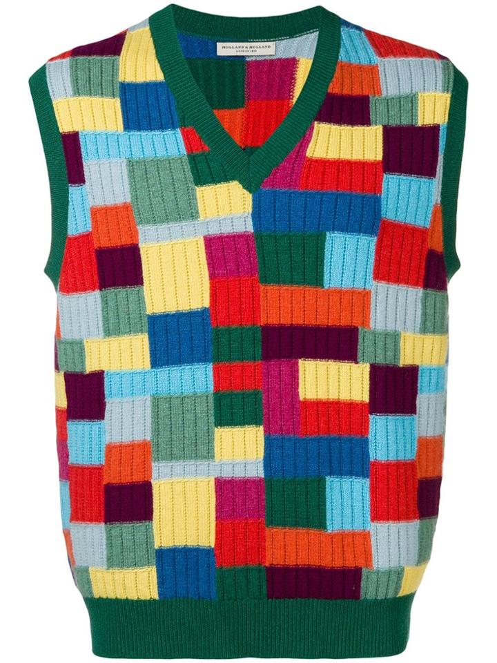 Holland & Holland Checked Sleeveless Jumper - Green