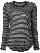 Veronica Beard Striped Longlseeved T-shirt - Black