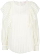 See By Chloé Striped Ruffle Blouse - White