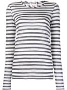 Semicouture Tuck Striped Long Sleeve Top - White