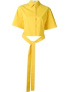 Msgm Tie Up Cropped Shirt, Women's, Size: 38, Yellow/orange, Cotton/spandex/elastane