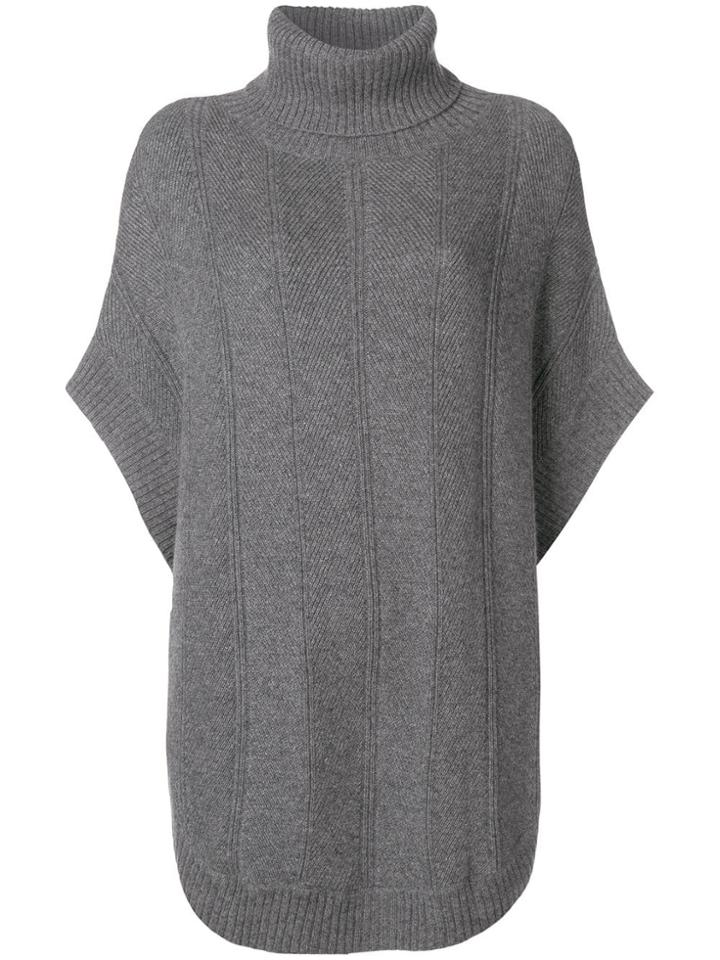 N.peal Polo Neck Poncho - Grey