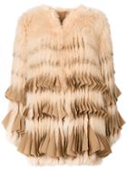 Givenchy Fringed Fur Coat - Nude & Neutrals