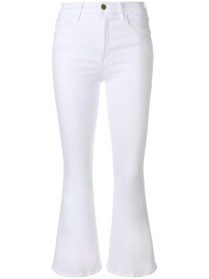 Frame Denim Flared High Rise Jeans - White