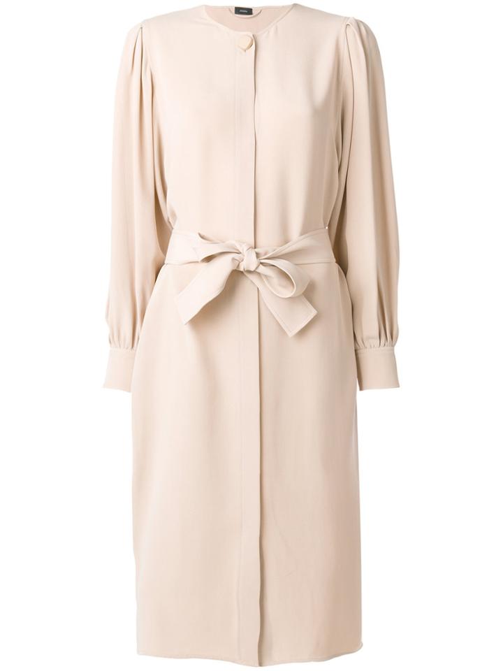 Joseph Gathered Longsleeves Belted Dress - Nude & Neutrals