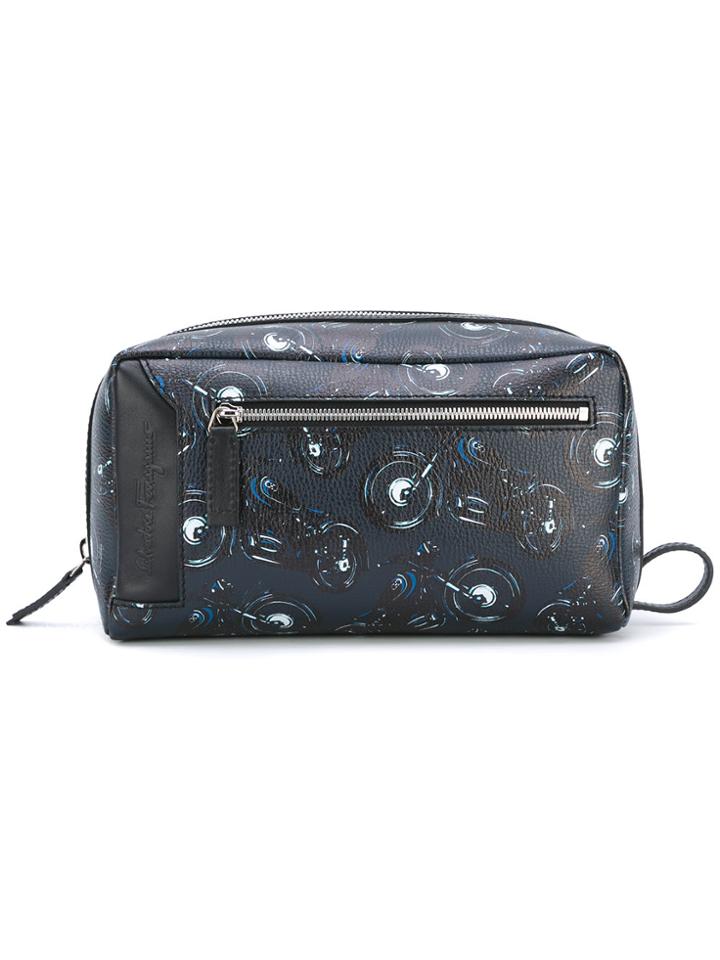 Salvatore Ferragamo Motorcycle Print Dopp Kit - Blue