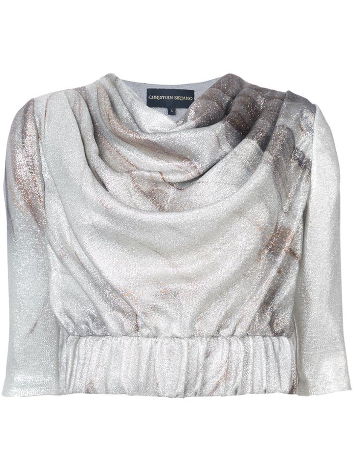 Christian Siriano Cropped Sleeves Blouse - Metallic