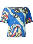 Boutique Moschino - Fish-print Blouse - Women - Polyester - 46, Blue, Polyester