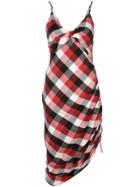 Monse Check-print Draped Dress - Red