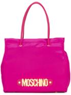 Moschino Logo Letters Tote, Women's, Pink/purple, Cotton/leather