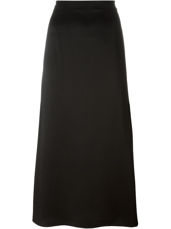 Saint Laurent Long Satin A-line Skirt