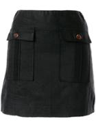 Venroy Front Pockets Fitted Skirt - Black