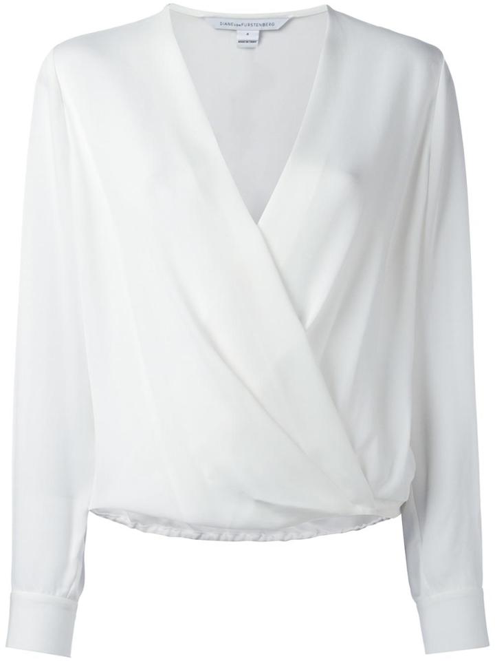 Dvf Diane Von Furstenberg Crossover Front V-neck Blouse - White