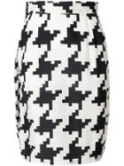 Versace Vintage Pixelated Houndstooth Fitted Skirt - White