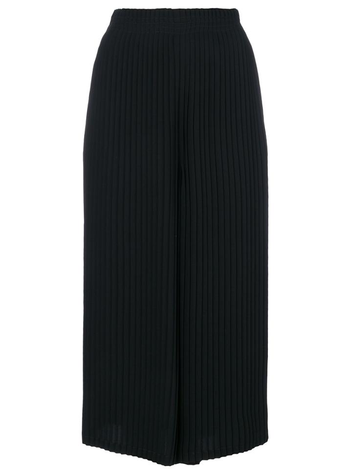 Mm6 Maison Margiela Cropped Pleated Trousers - Black