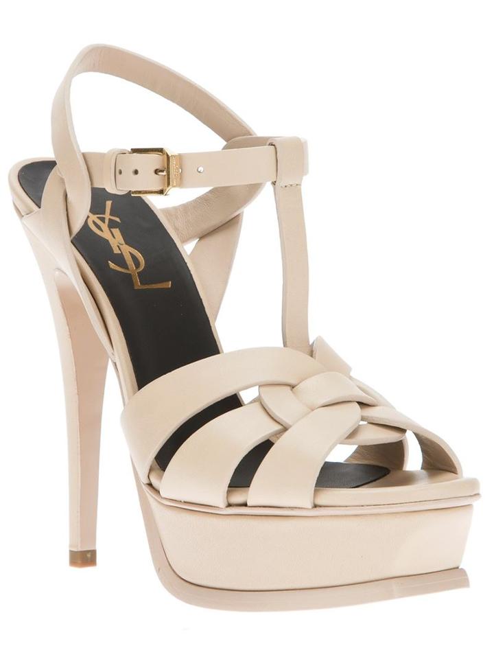 Saint Laurent Tribute Sandals, Women's, Size: 39, Nude/neutrals, Leather
