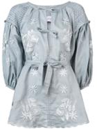 Innika Choo Smocked Embroidered Dress - Grey