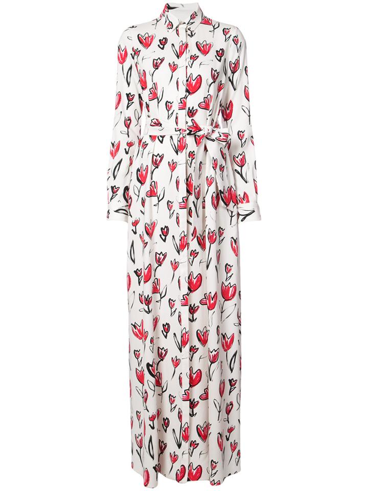 Oscar De La Renta Floral Maxi Dress - White