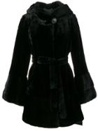 Liska Flare-styled Fur Coat - Black