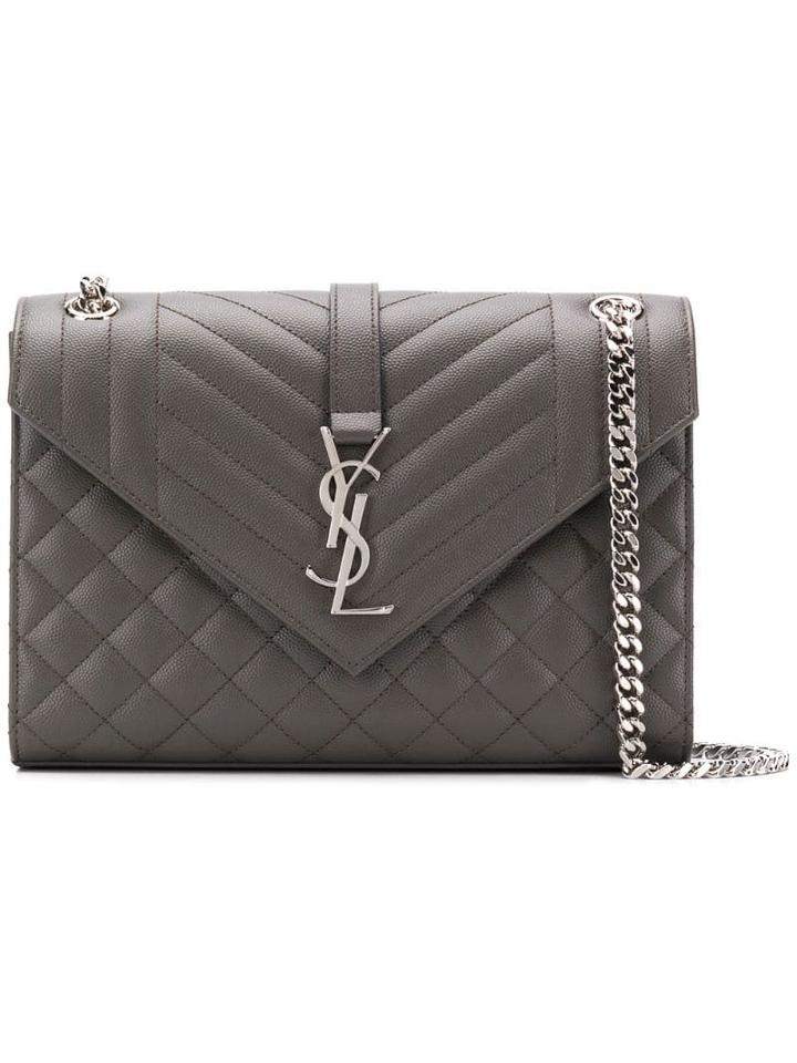 Saint Laurent Envelope Medium Shoulder Bag - Grey