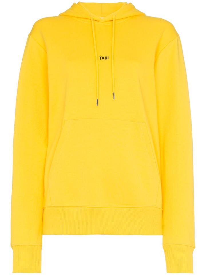 Helmut Lang Oversized Taxi Logo Print Cotton Hoodie - Yellow & Orange