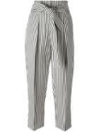 3.1 Phillip Lim Cropped Striped Trousers, Women's, Size: 2, Blue, Cotton/linen/flax/viscose
