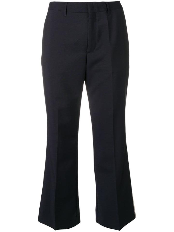 Miu Miu Side Stripe Cropped Trousers - Blue