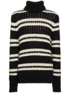 Saint Laurent Striped Turtleneck Sweater - Black