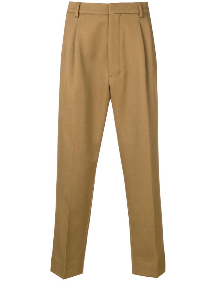 Ami Paris High-waisted Pleated Trousers - Brown