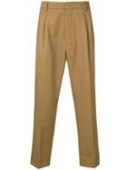 Ami Paris High-waisted Pleated Trousers - Brown