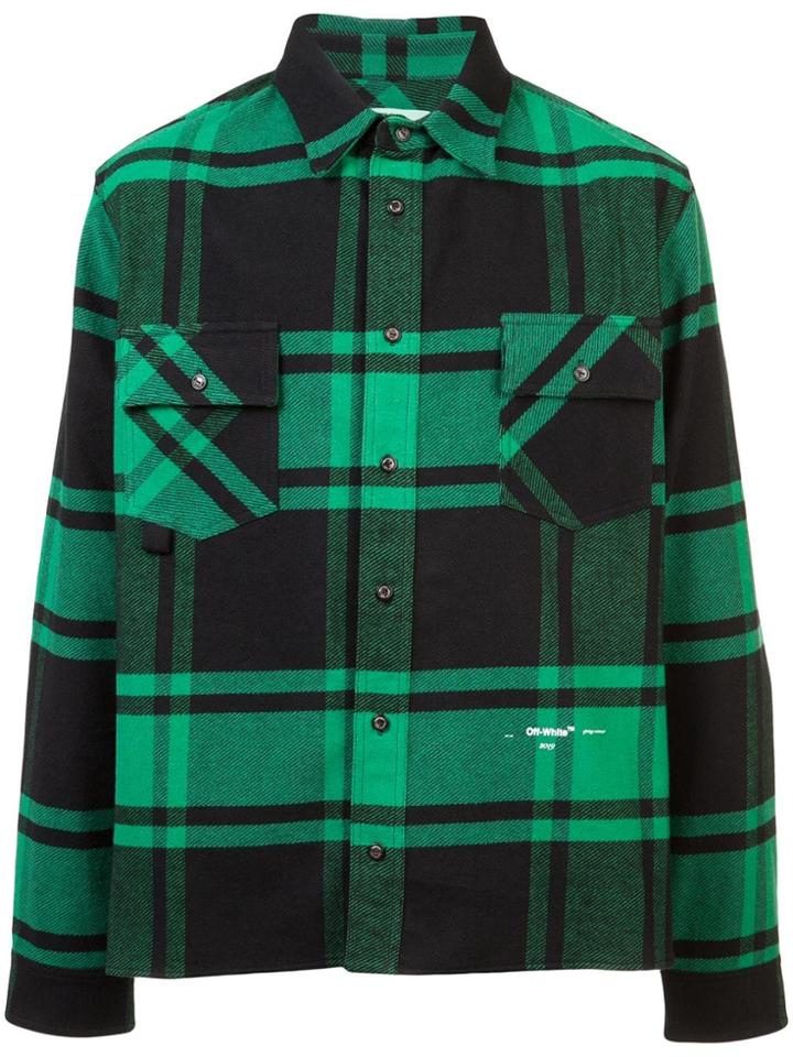 Off-white Long-sleeve Check Shirt - Green