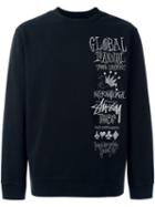 Stussy 'global Gathering' Embroidered Sweatshirt, Men's, Size: Small, Black, Cotton