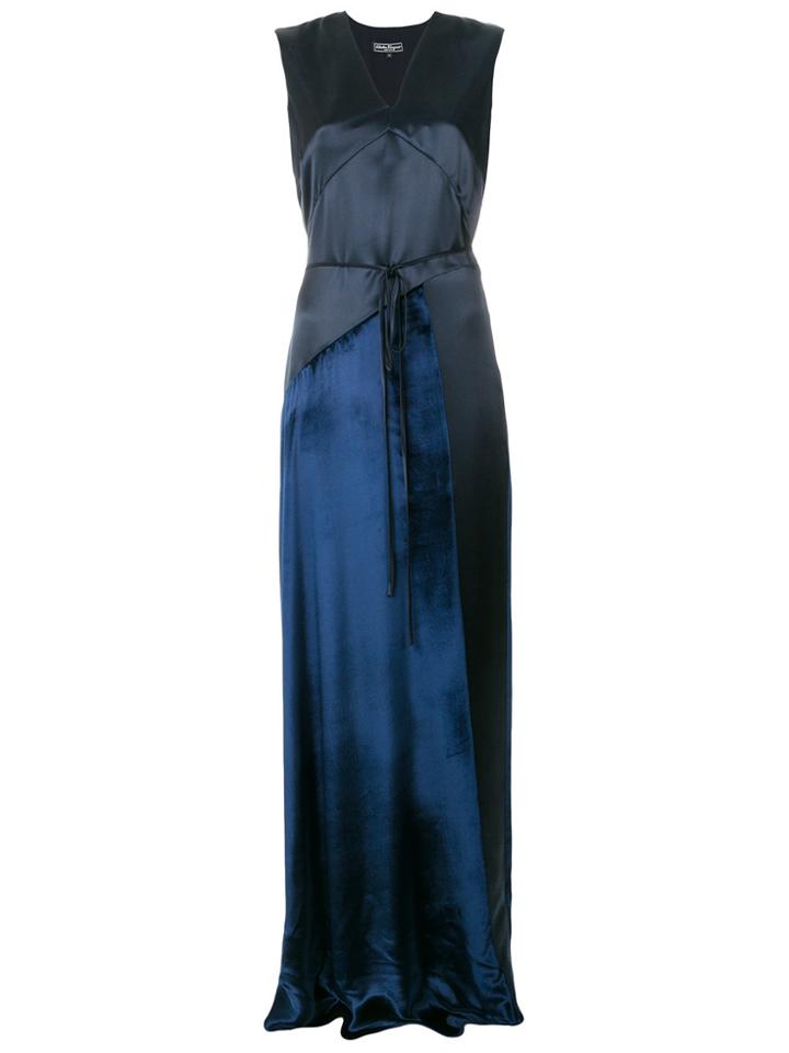 Salvatore Ferragamo V-neck Gown - Blue