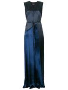 Salvatore Ferragamo V-neck Gown - Blue