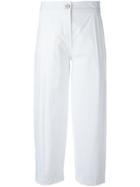 Erika Cavallini Pleat Detail Cropped Trousers - White