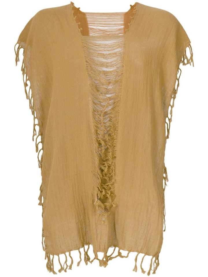 Caravana Convertible Fringed And Distressed Top - Yellow