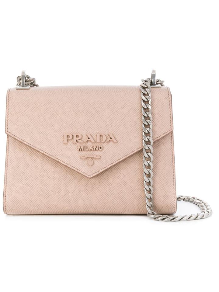 Prada Logo Plaque Shoulder Bag - Nude & Neutrals