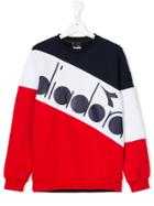 Diadora Junior Striped Logo Sweatshirt - Blue