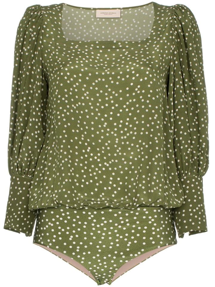 Adriana Degreas Mille Punti Puffed Sleeve Top - Green