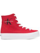 Calvin Klein Jeans Flatform Hi-top Sneakers - Red