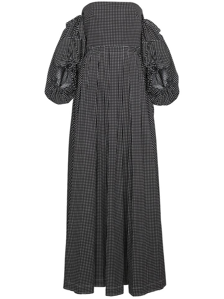 Loewe Off The Shoulder Polka Dot Dress - Black