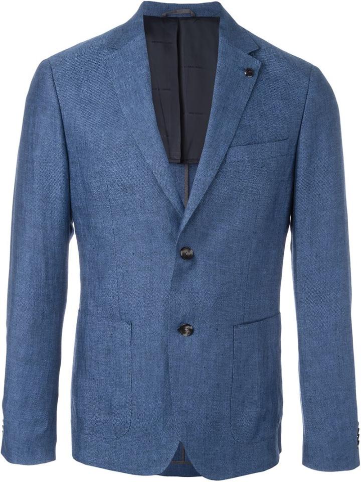 Michael Kors Two-button Blazer, Men's, Size: 40, Blue, Linen/flax/polyester/viscose